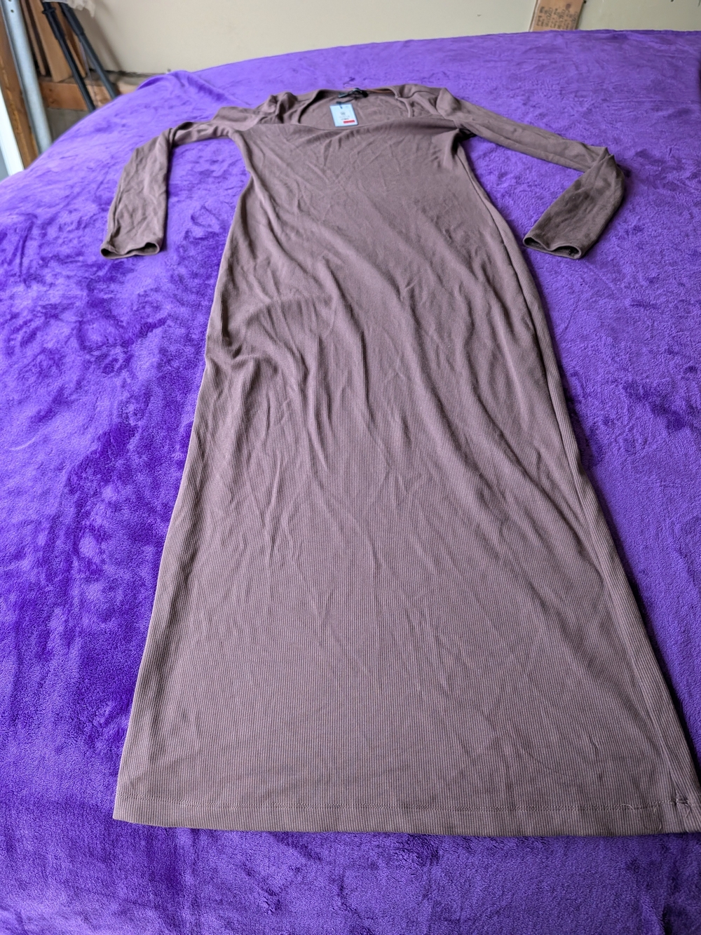 Dynamite Ribbed Maxi Dress in Chocolate Brown